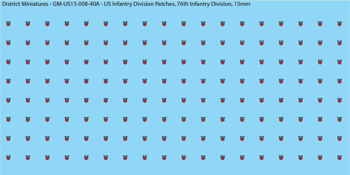 WW2 US - US Infantry Division Patches (Multiple Options), 15mm Decals