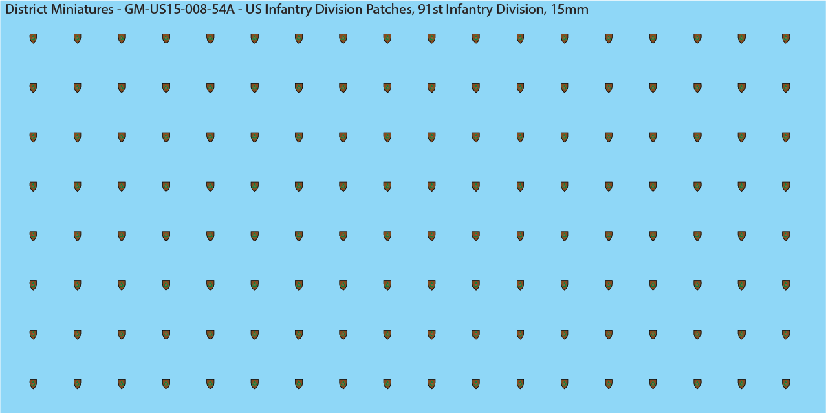 WW2 US - US Infantry Division Patches (Multiple Options), 15mm Decals