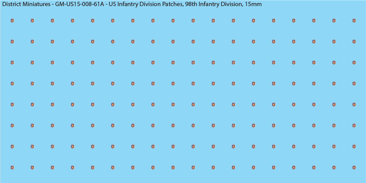 WW2 US - US Infantry Division Patches (Multiple Options), 15mm Decals