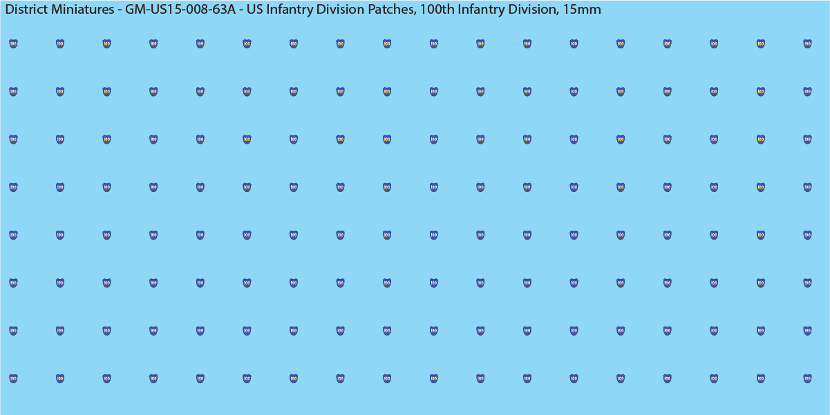 WW2 US - US Infantry Division Patches (Multiple Options), 15mm Decals