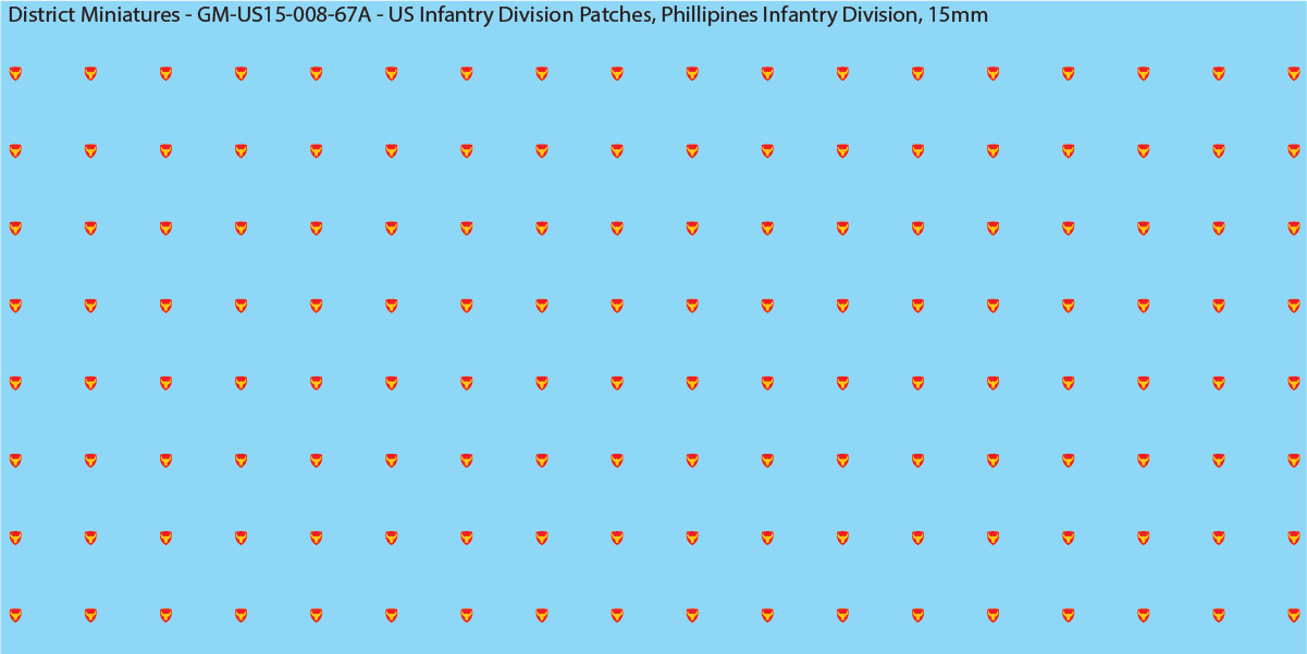 WW2 US - US Infantry Division Patches (Multiple Options), 15mm Decals