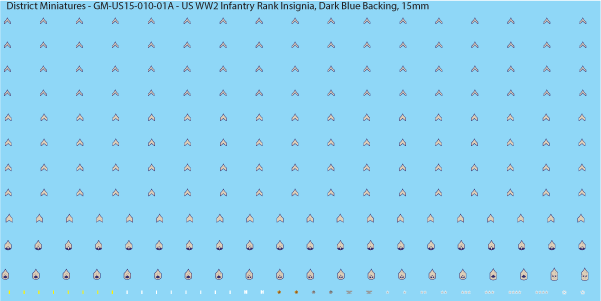 WW2 US Infantry Rank Insignia (Multiple Options), 15mm Decals