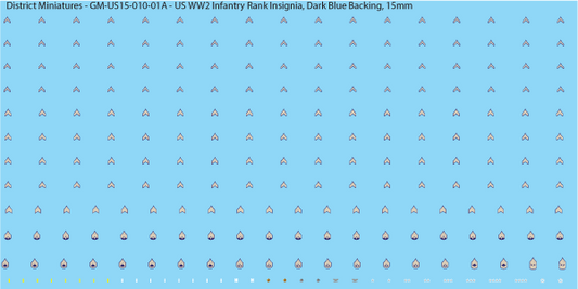 WW2 US Infantry Rank Insignia (Multiple Options), 15mm Decals