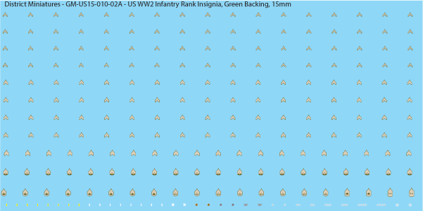 WW2 US Infantry Rank Insignia (Multiple Options), 15mm Decals