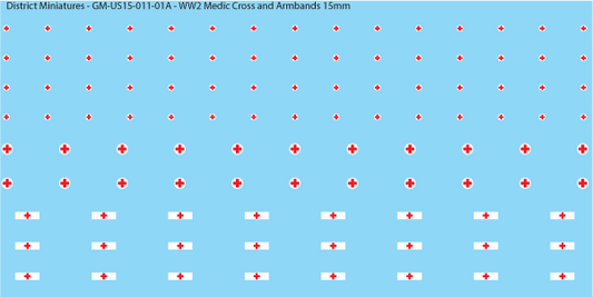 WW2 US Medic Cross and Armbands, 15mm Decals