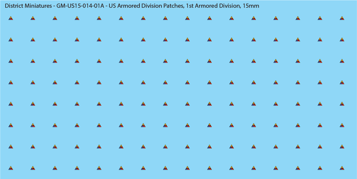 WW2 US - US Armored Division Patches (Multiple Options), 15mm Decals