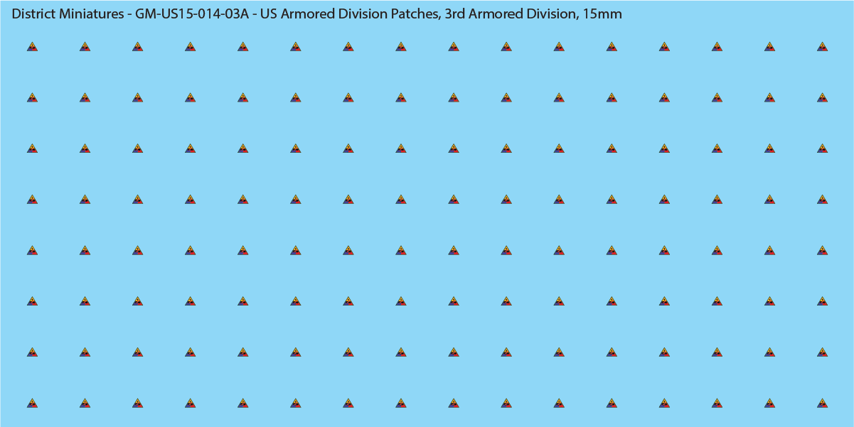 WW2 US - US Armored Division Patches (Multiple Options), 15mm Decals