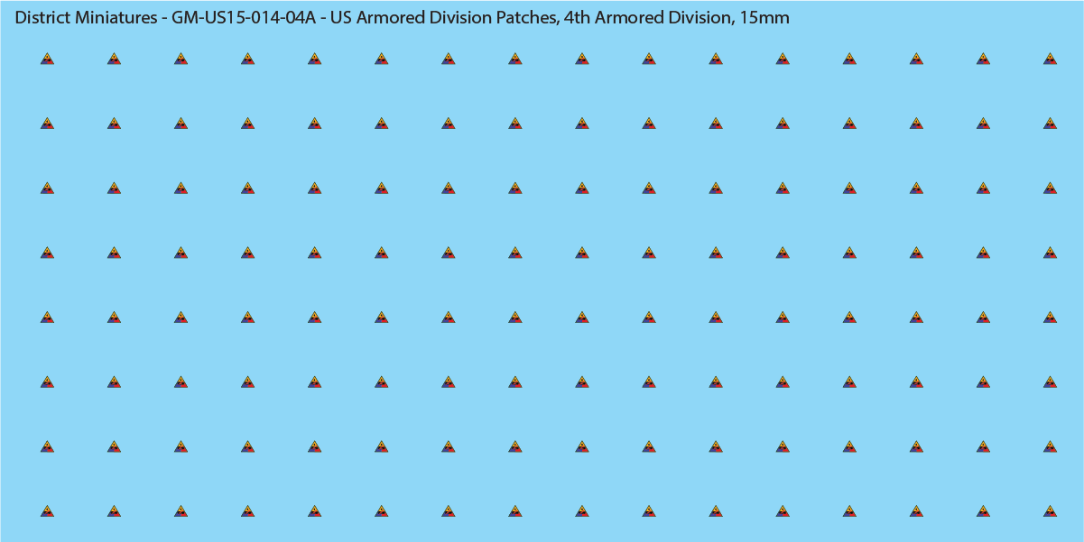 WW2 US - US Armored Division Patches (Multiple Options), 15mm Decals