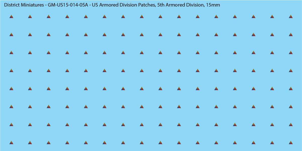 WW2 US - US Armored Division Patches (Multiple Options), 15mm Decals