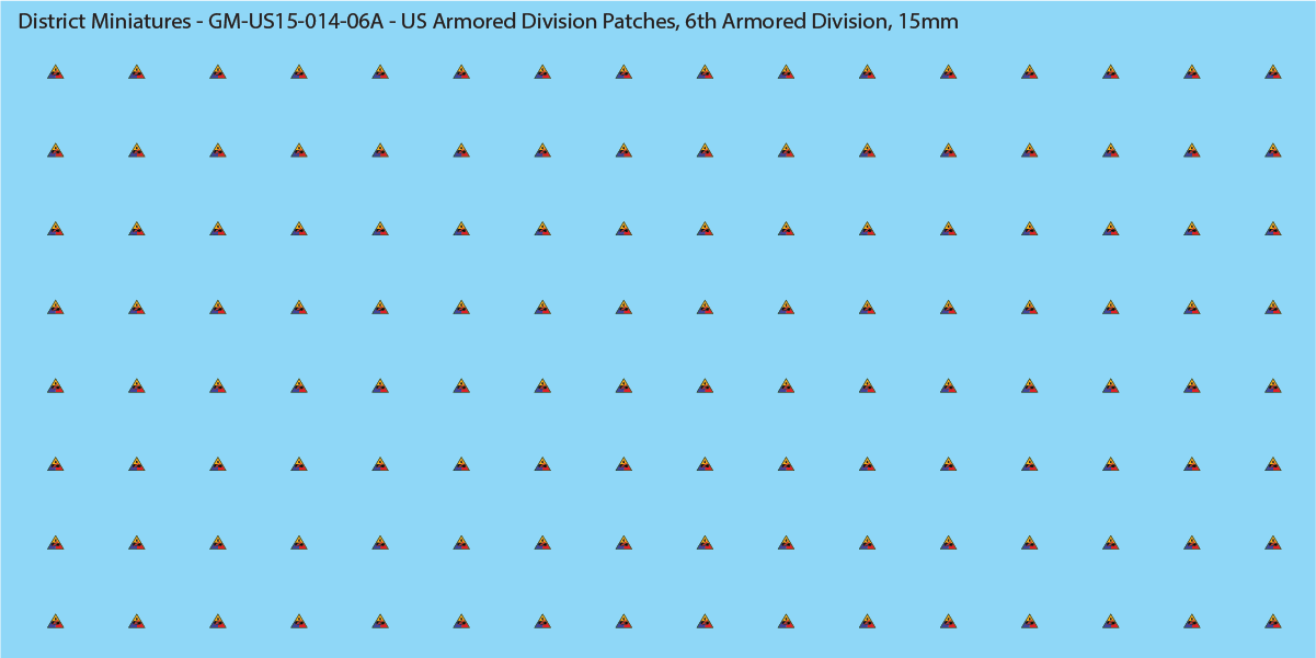 WW2 US - US Armored Division Patches (Multiple Options), 15mm Decals