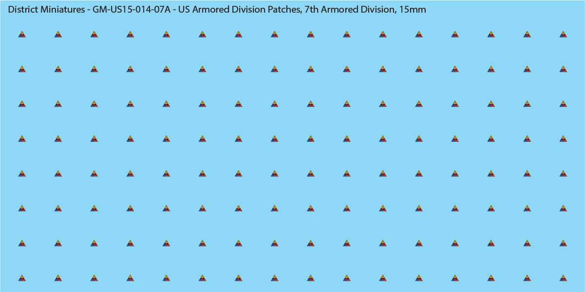 WW2 US - US Armored Division Patches (Multiple Options), 15mm Decals