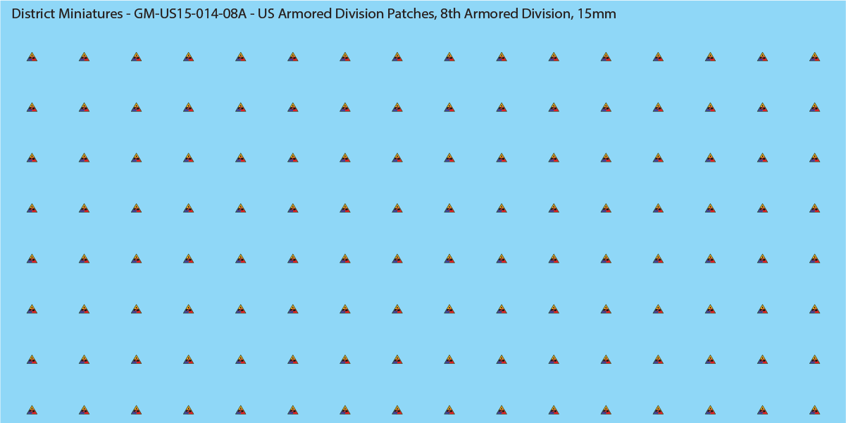 WW2 US - US Armored Division Patches (Multiple Options), 15mm Decals