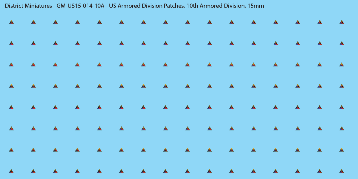 WW2 US - US Armored Division Patches (Multiple Options), 15mm Decals