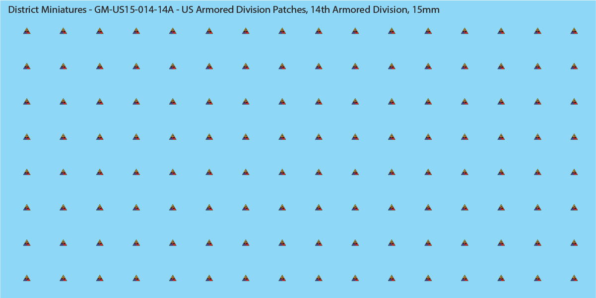 WW2 US - US Armored Division Patches (Multiple Options), 15mm Decals