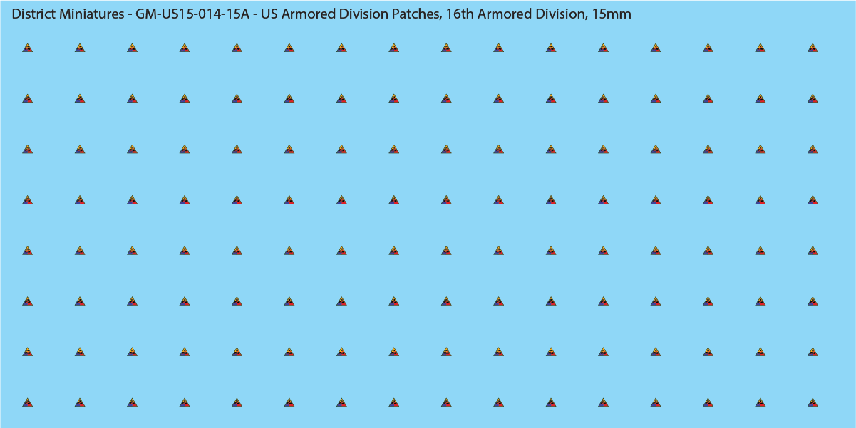 WW2 US - US Armored Division Patches (Multiple Options), 15mm Decals