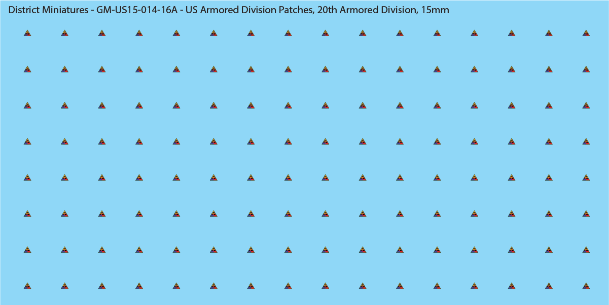 WW2 US - US Armored Division Patches (Multiple Options), 15mm Decals