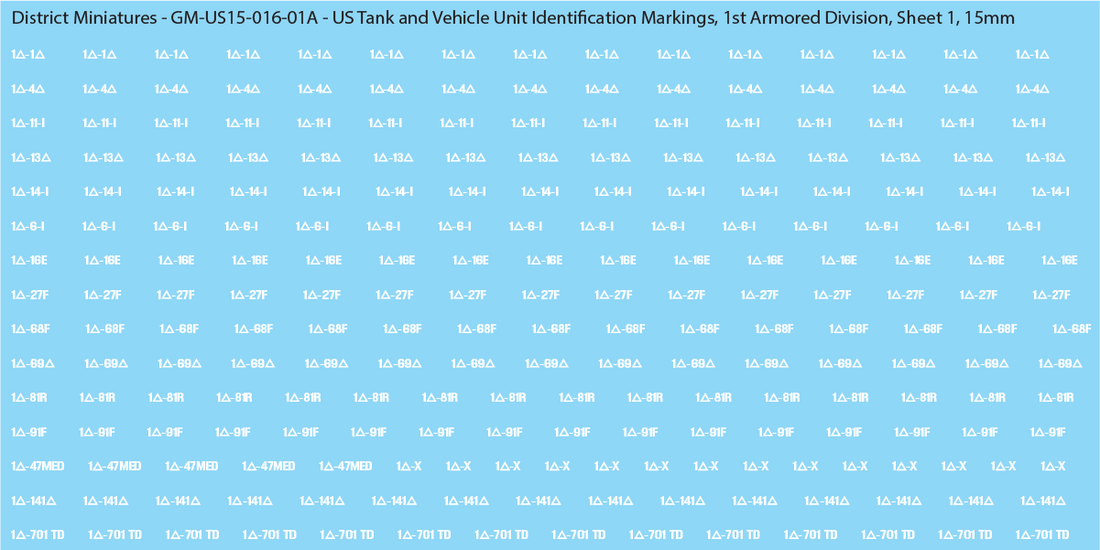 WW2 US - US Tanks and Vehicle Unit Identification Markings, 15mm Decal ...