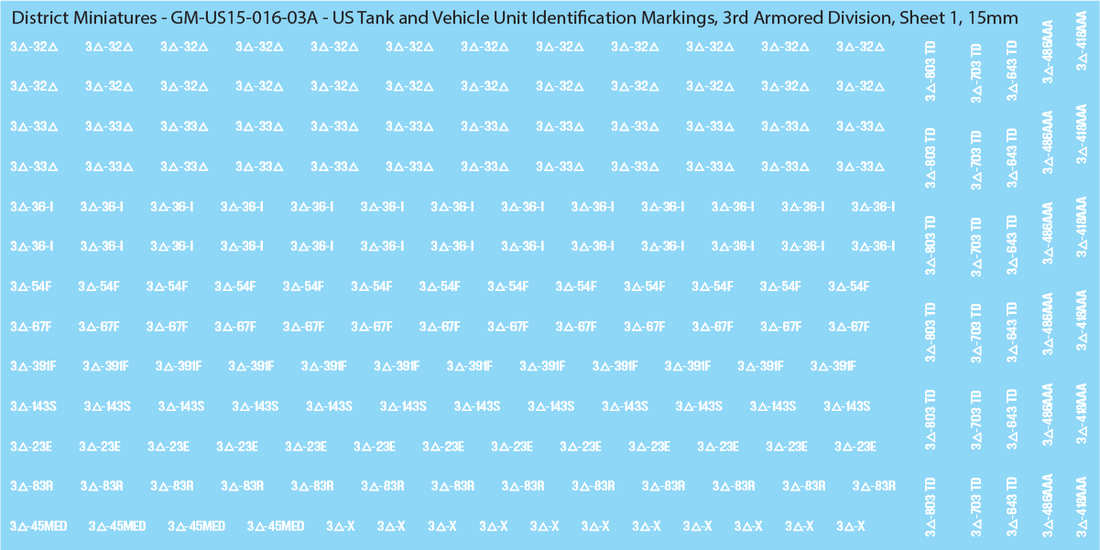 WW2 US - US Tanks and Vehicle Unit Identification Markings, 15mm Decal ...