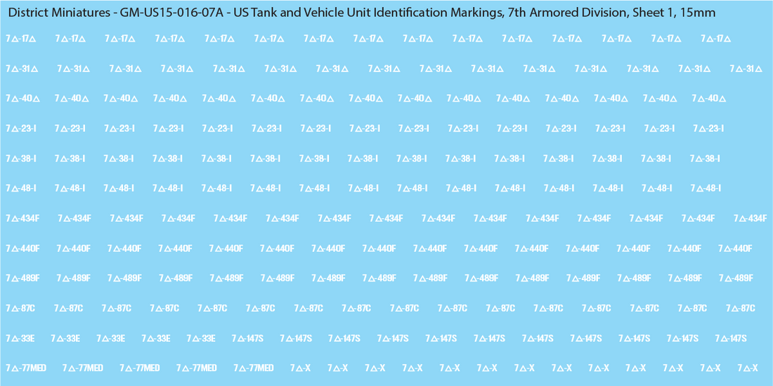 WW2 US - US Tanks and Vehicle Unit Identification Markings, 15mm Decal ...