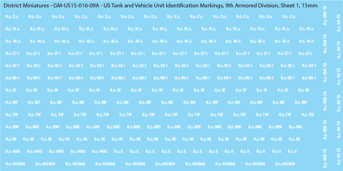 WW2 US - US Tanks and Vehicle Unit Identification Markings, 15mm Decal ...