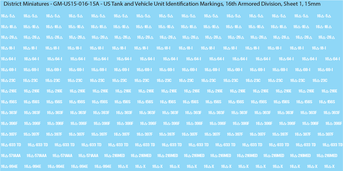 Unit Identification Code Chart WW2 US - US Tanks and Vehicle Unit Identification Markings, 15mm Decal ...