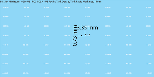 WW2 US Pacific Decals, Tank Radio Markings, 15mm Decals