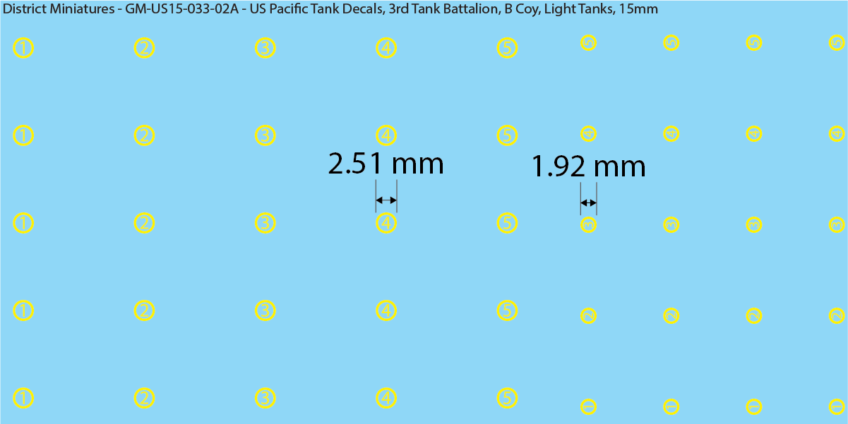 WW2 US Pacific Decals, 3rd Tank Battalion Decals (Multiple Options), 15mm Decals