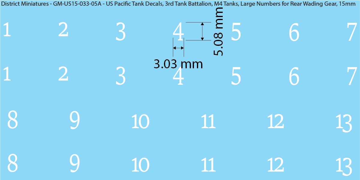 WW2 US Pacific Decals, 3rd Tank Battalion Decals (Multiple Options), 15mm Decals