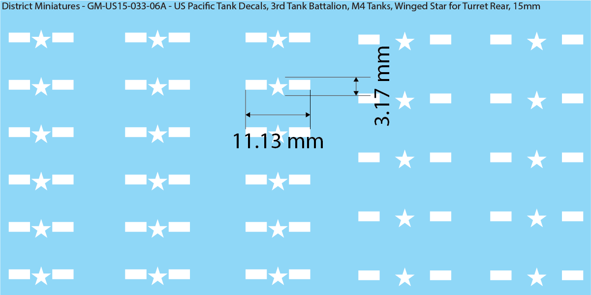 WW2 US Pacific Decals, 3rd Tank Battalion Decals (Multiple Options), 15mm Decals
