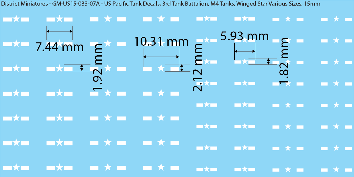 WW2 US Pacific Decals, 3rd Tank Battalion Decals (Multiple Options), 15mm Decals