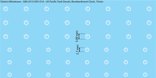 WW2 US Pacific Decals, Bombardment Clocks, 15mm Decals