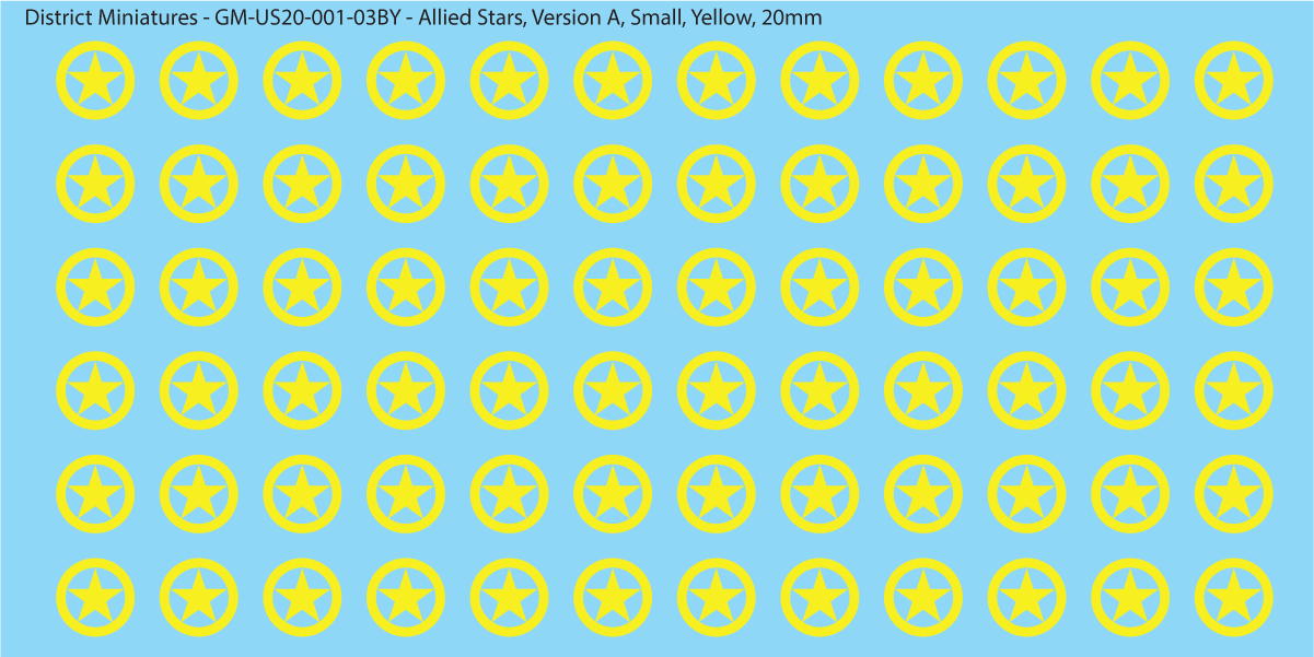 WW2 US and Allied Stars, 20mm Decals