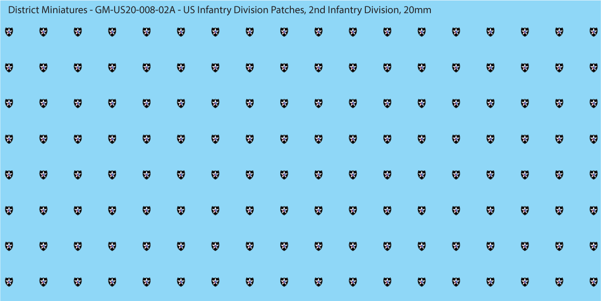 WW2 US - US Infantry Division Patches (Multiple Options), 20mm Decals