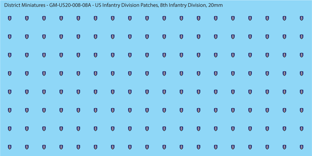 WW2 US - US Infantry Division Patches (Multiple Options), 20mm Decals