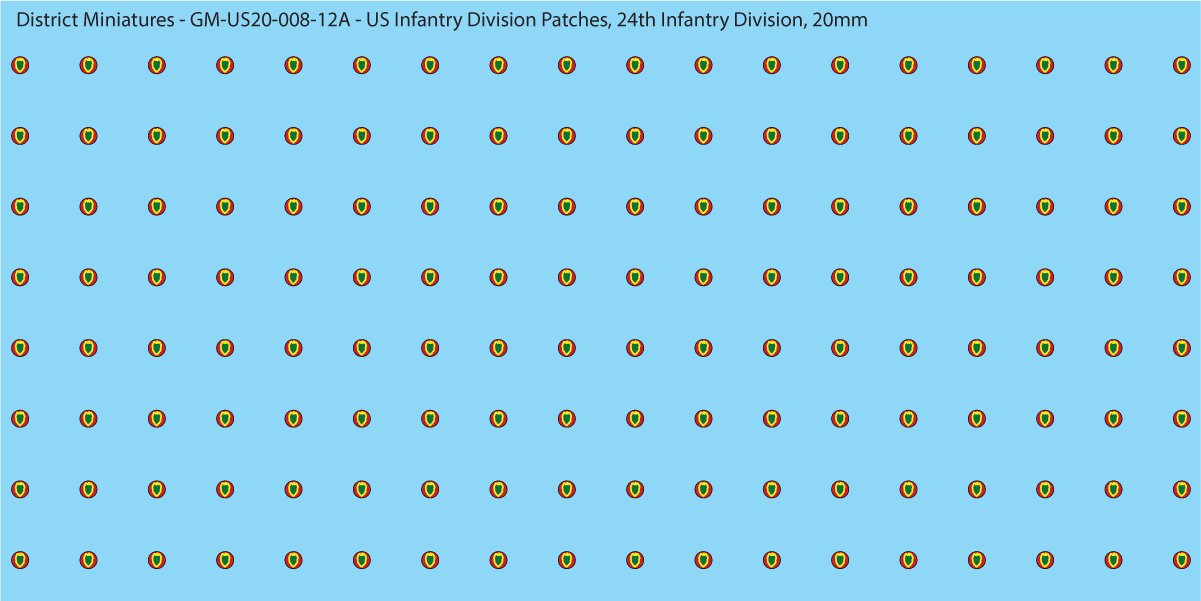 WW2 US - US Infantry Division Patches (Multiple Options), 20mm Decals