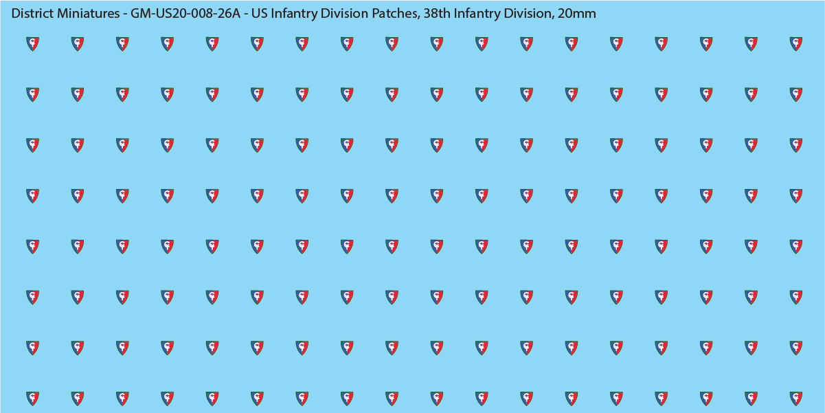 WW2 US - US Infantry Division Patches (Multiple Options), 20mm Decals