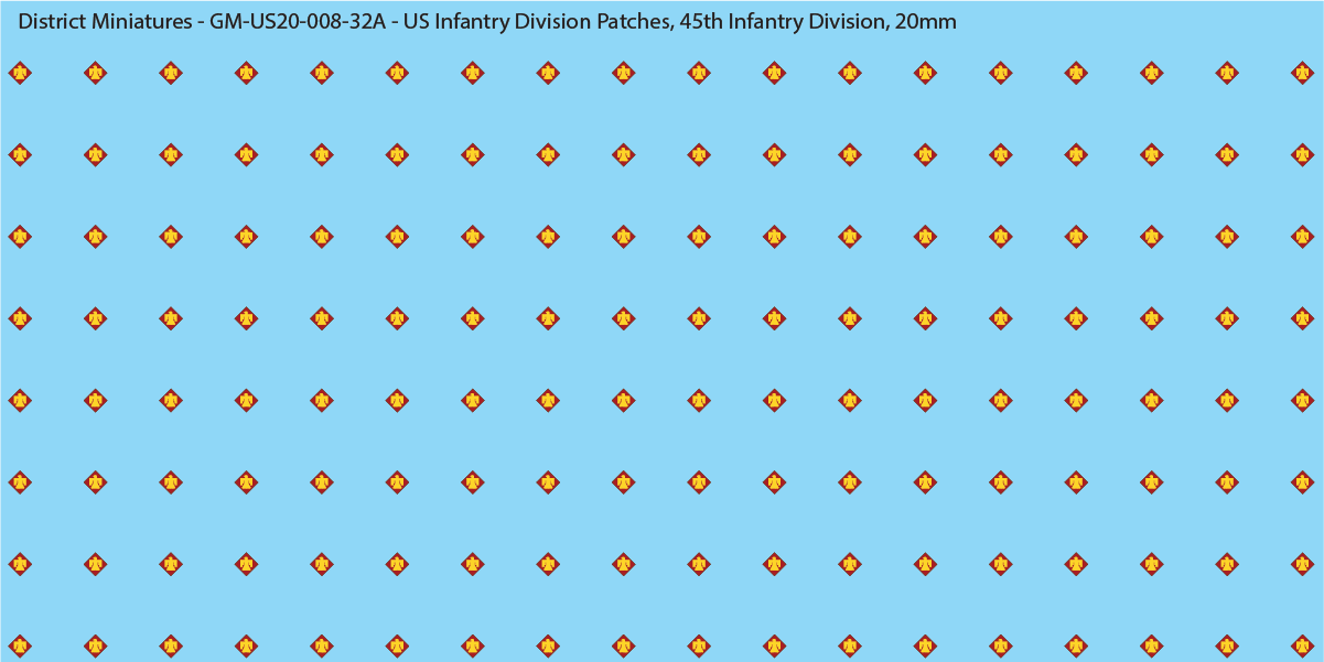 WW2 US - US Infantry Division Patches (Multiple Options), 20mm Decals