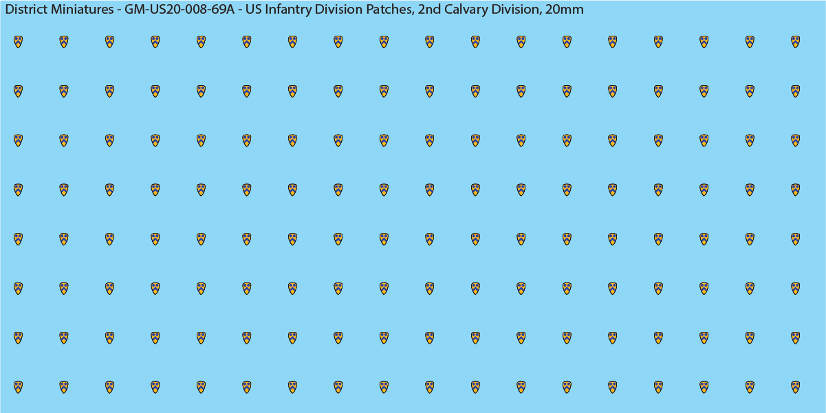 WW2 US - US Infantry Division Patches (Multiple Options), 20mm Decals