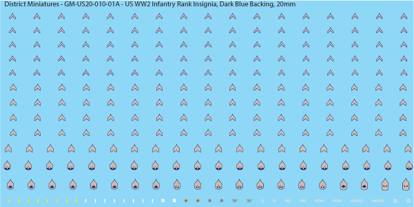 WW2 US Infantry Rank Insignia (Multiple Options), 20mm Decals