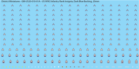 WW2 US Infantry Rank Insignia (Multiple Options), 20mm Decals