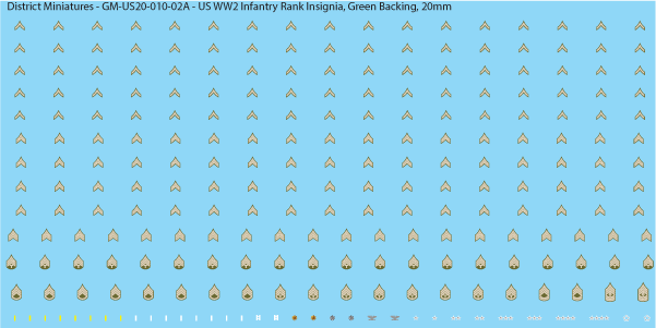 WW2 US Infantry Rank Insignia (Multiple Options), 20mm Decals