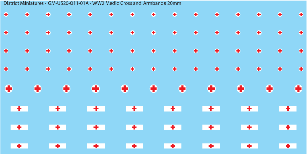 WW2 US Medic Cross and Armbands, 20mm Decals