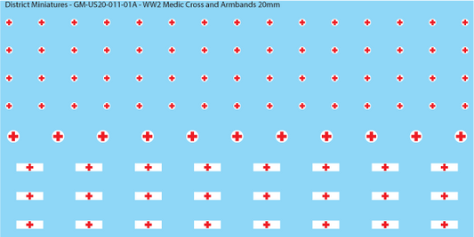 WW2 US Medic Cross and Armbands, 20mm Decals