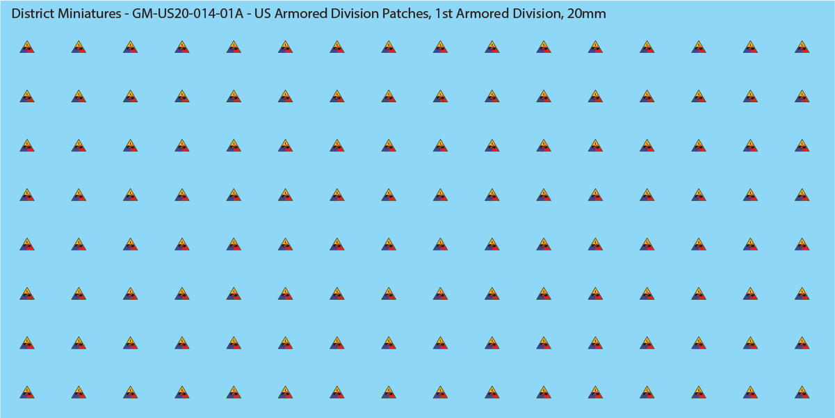 WW2 US - US Armored Division Patches (Multiple Options), 20mm Decals