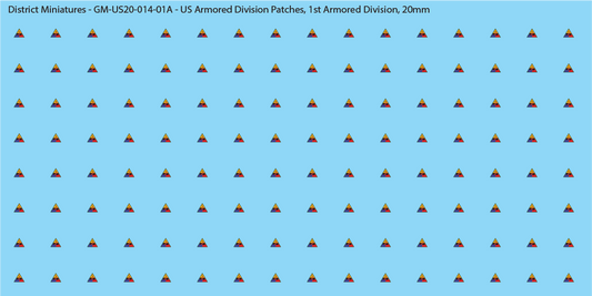 WW2 US - US Armored Division Patches (Multiple Options), 20mm Decals