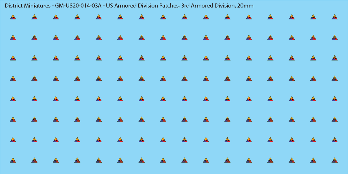 WW2 US - US Armored Division Patches (Multiple Options), 20mm Decals