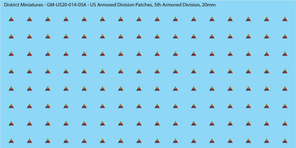 WW2 US - US Armored Division Patches (Multiple Options), 20mm Decals