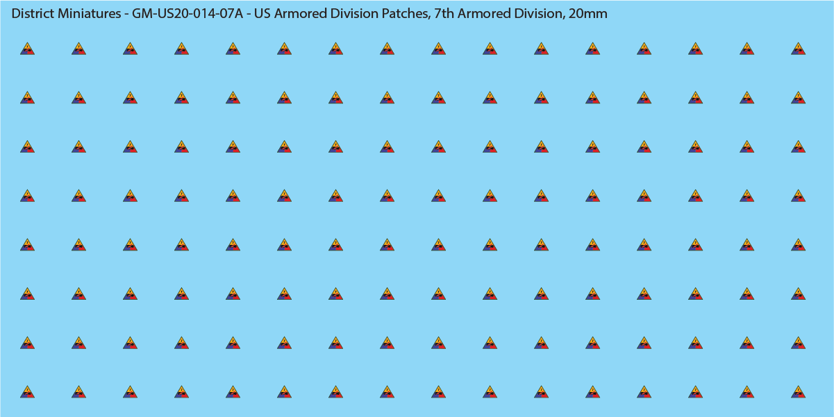 WW2 US - US Armored Division Patches (Multiple Options), 20mm Decals