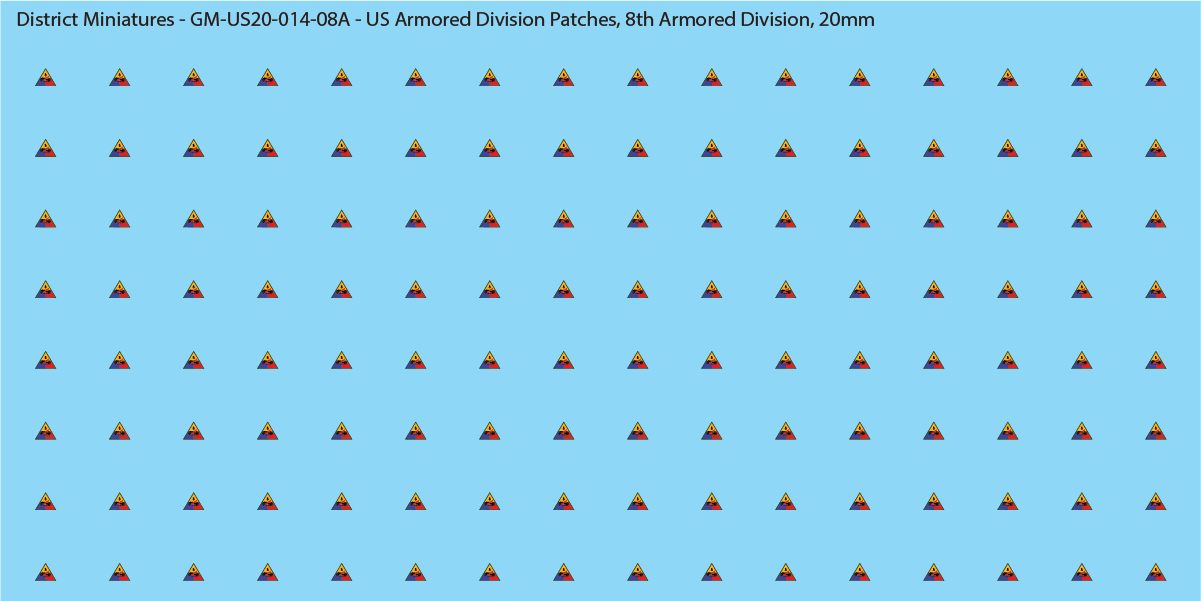 WW2 US - US Armored Division Patches (Multiple Options), 20mm Decals