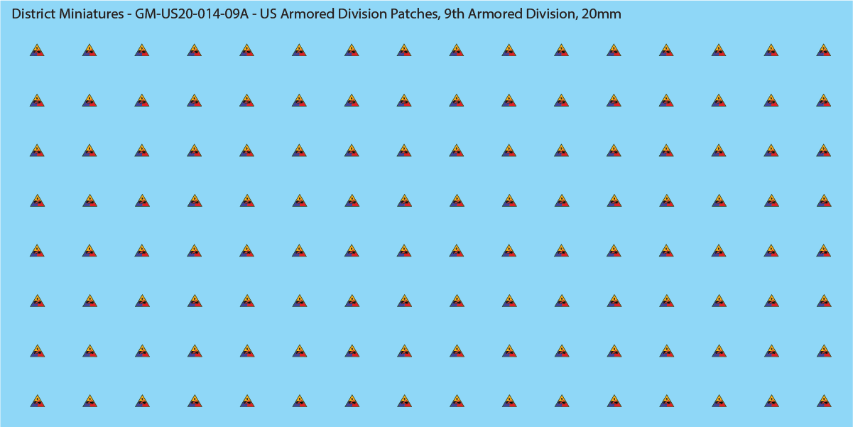 WW2 US - US Armored Division Patches (Multiple Options), 20mm Decals